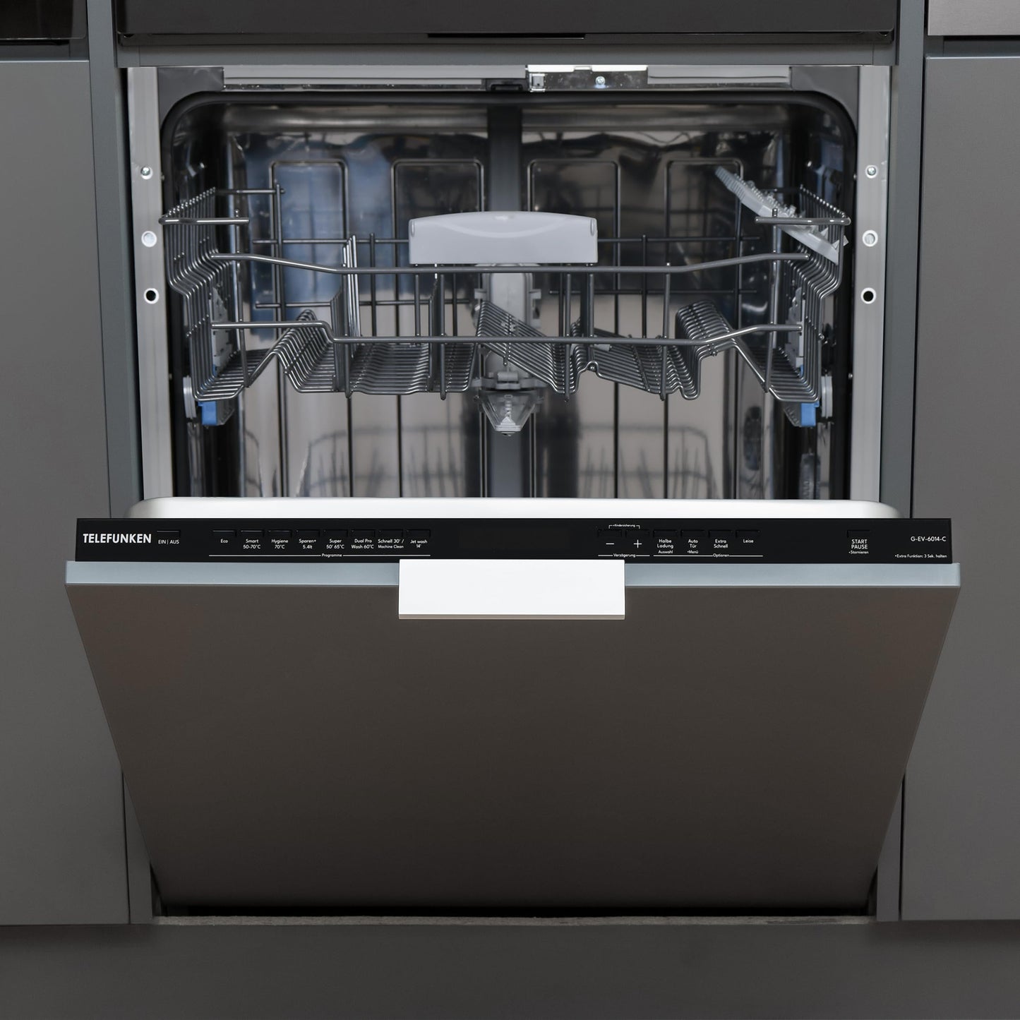 Telefunken Dishwasher Fully Integrated | Built-in Dishwasher 60 cm | 12 Place Settings | 9 Programmes | AquaStop - Protection Against Water Damage | Auto Door | Quiet 44 dB | Includes Cutlery Basket |
