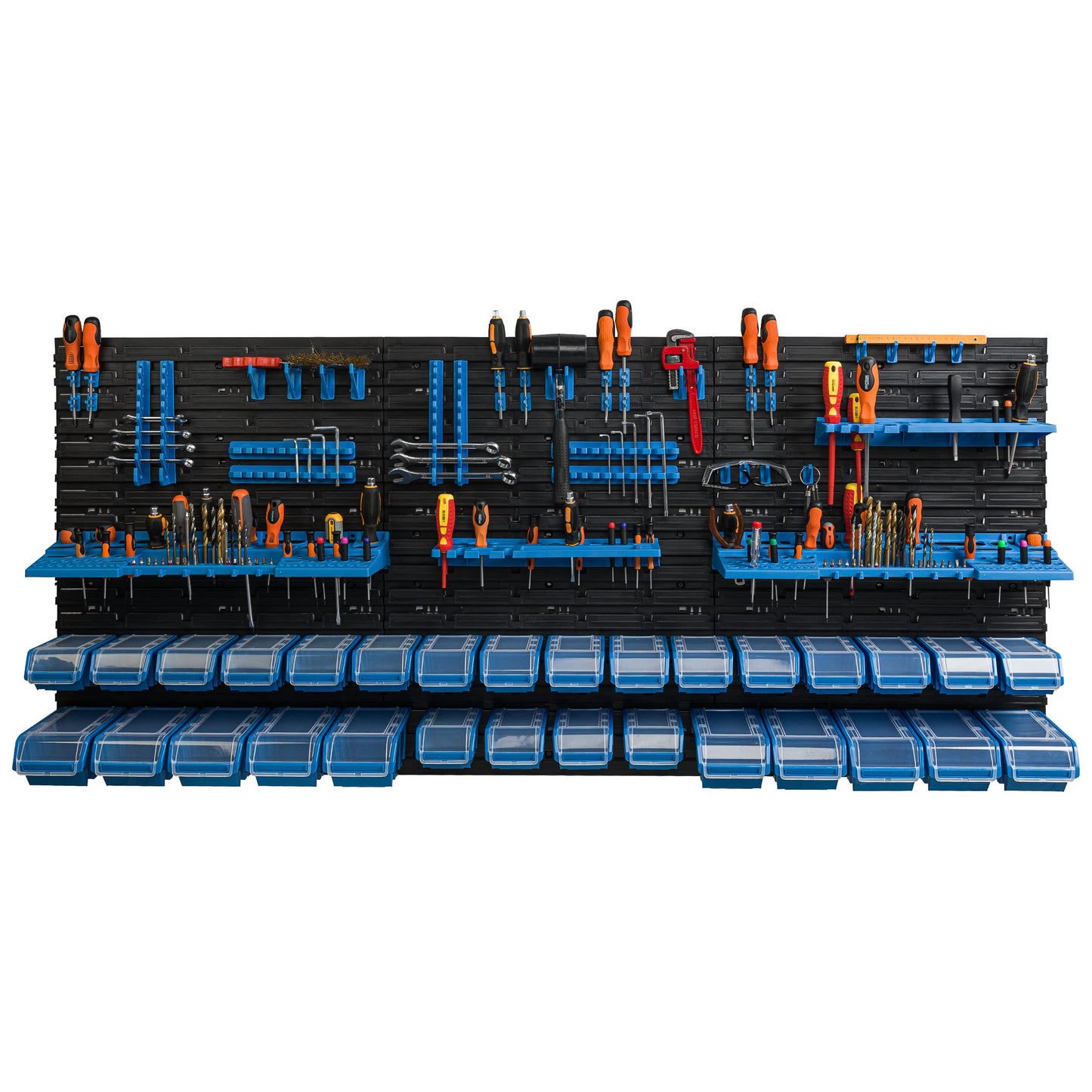 botle 178 x 78 cm Wall Shelf 30 Storage Boxes Lid Tool Holder Stacking Boxes Workbench