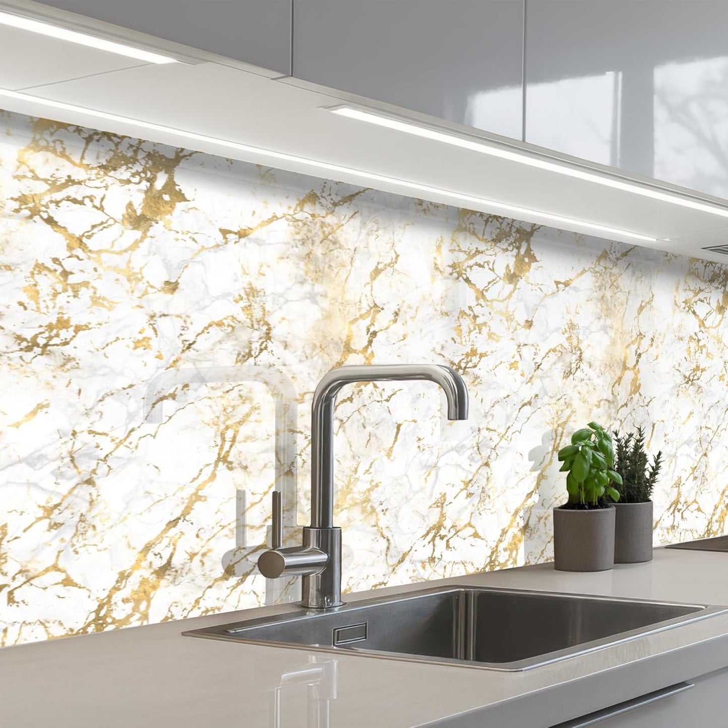 Back Wall Kitchen 60 x 80 cm Back Wall Protection Self-Adhesive Splash Guard Kitchen Back Wall Kitchen Front Kitchen Self-Adhesive Kitchen Back Walls Black - Marble - Gold - Nerf