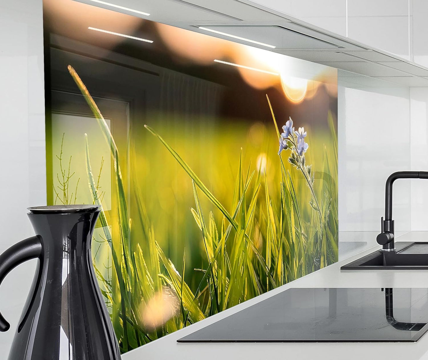 timalo Stove Splash Guard Wall Sink, Kitchen Back Wall Glass Look Acrylic Glass 2 mm Glass Back Wall Acrylic Glass Kitchen Panels Back Wall Protection Plate 60 x 40 cm Herbs Spices Text Guten Appetit