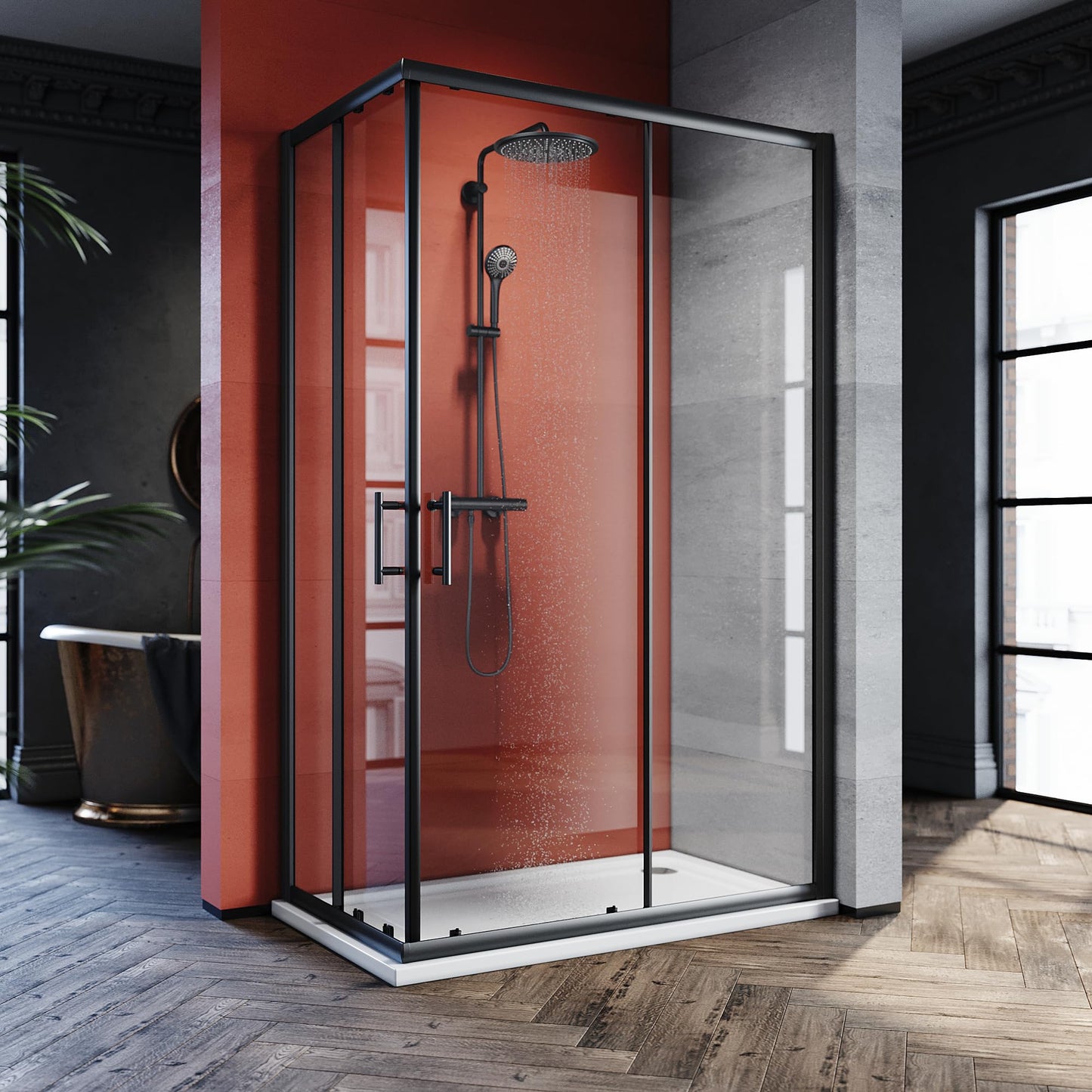 SONNI 80 x 80 cm Corner Entry Shower Cubicle without Shower Tray, Safety Glass Sliding Door Corner Shower Enclosure Shower Sliding Door Glass