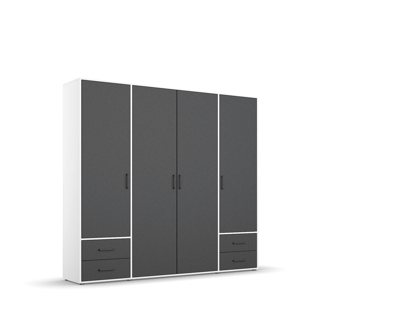 Rauch Möbel Voyager Hinged Door Cupboard, Alpine White/Artisan Oak, Wood, 3 Doors with 2 Drawers, Includes 1 Clothes Rail, 3 Shelves, 140 x 194 x 53 cm (W x H x D)