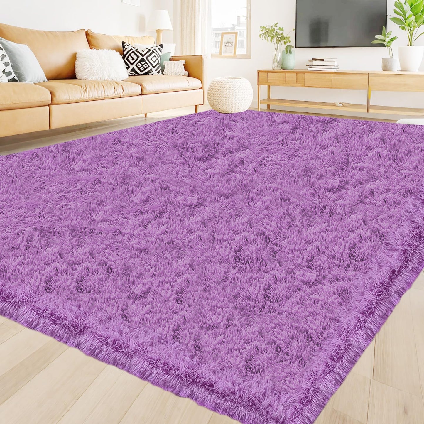 High Pile Living Room Rug, 140 x 200 cm, Cream Fuzzy Shaggy Fluffy Rug for Bedroom Rugs, Modern Plush Living Room Rug, Bed Rug, High-Pile Carpet, Non-Slip for Children's Room