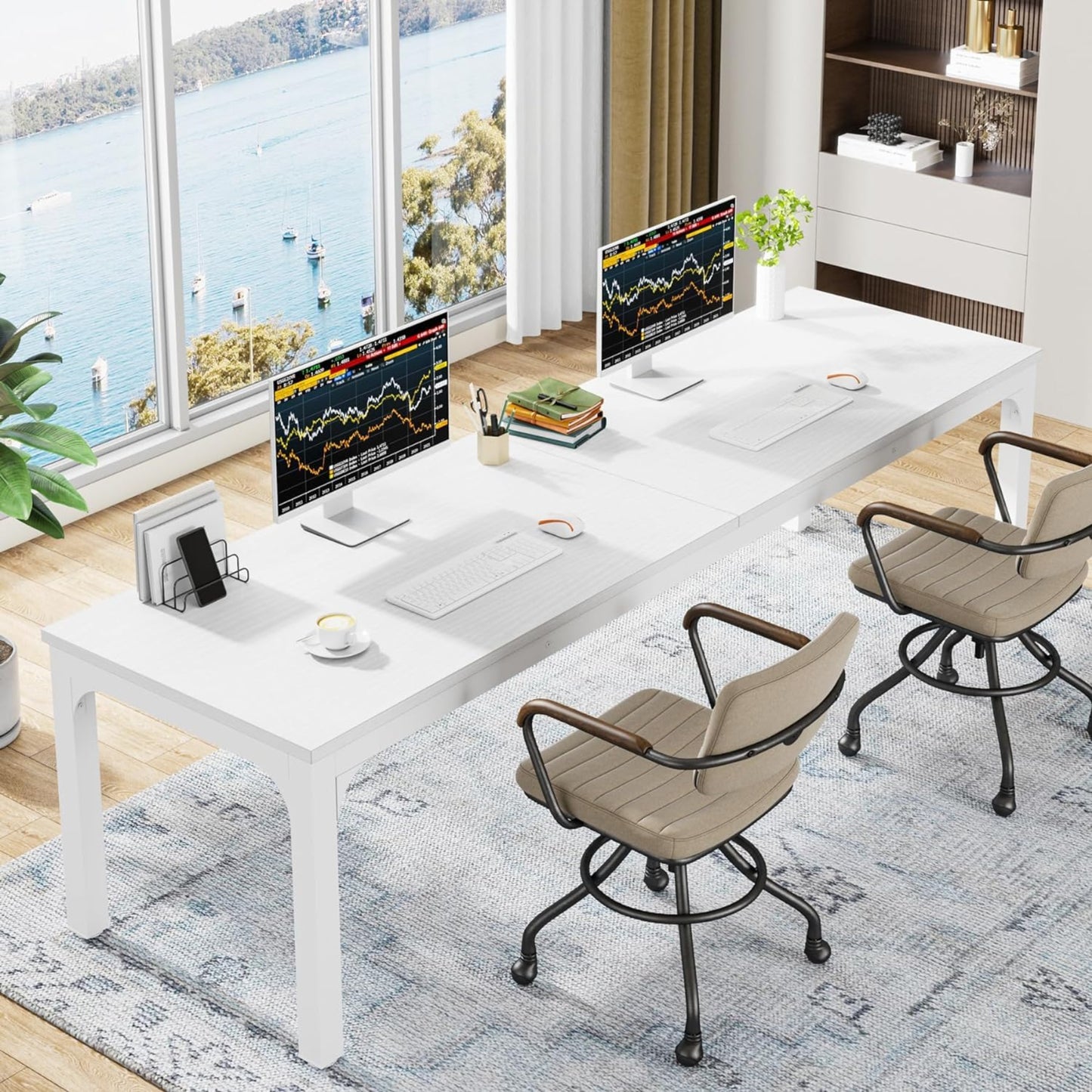 Tribesigns Desk, Computer Desk, 200 x 70 x 75 cm, Double Long Desk, PC Table, Office Table, Work Table, Dining Table, Office Furniture, Computer Desk, Conference Table for Home Office, Rustic Brown