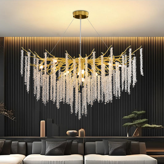 AHXIAOZN Modern Kronleuchter Kristall Leuchte,Luxus Kristall Pendelleuchte,Dimmbar Rund Kristall Hängeleuchte,für Esszimmer, Küche, Wohnzimmer, Schlafzimmer, Flur, Café,Bar（Gold，60cm）