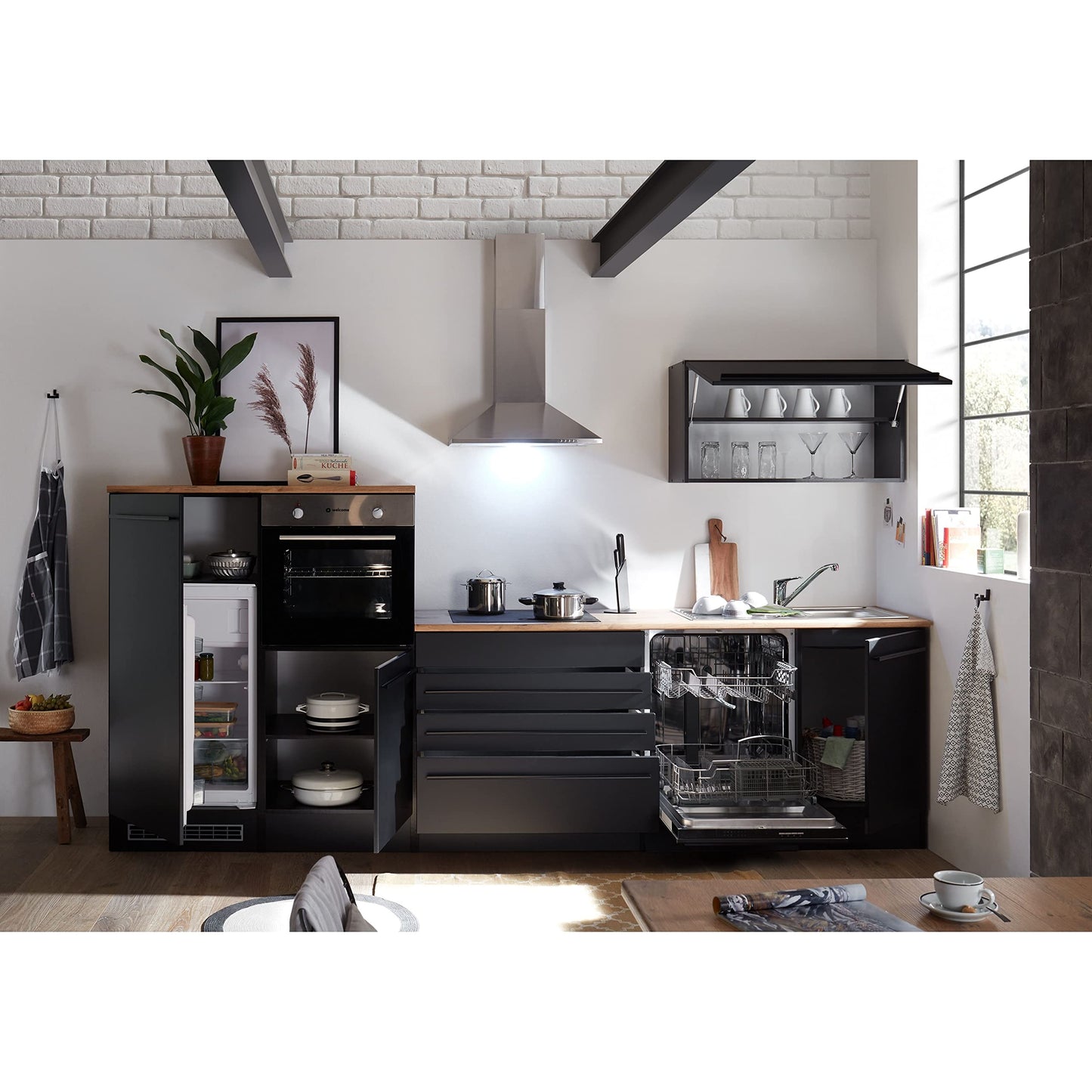 Jazz 84-129-18 Kitchen Unit without Appliances Approx. 320 x 200 x 60 cm Black