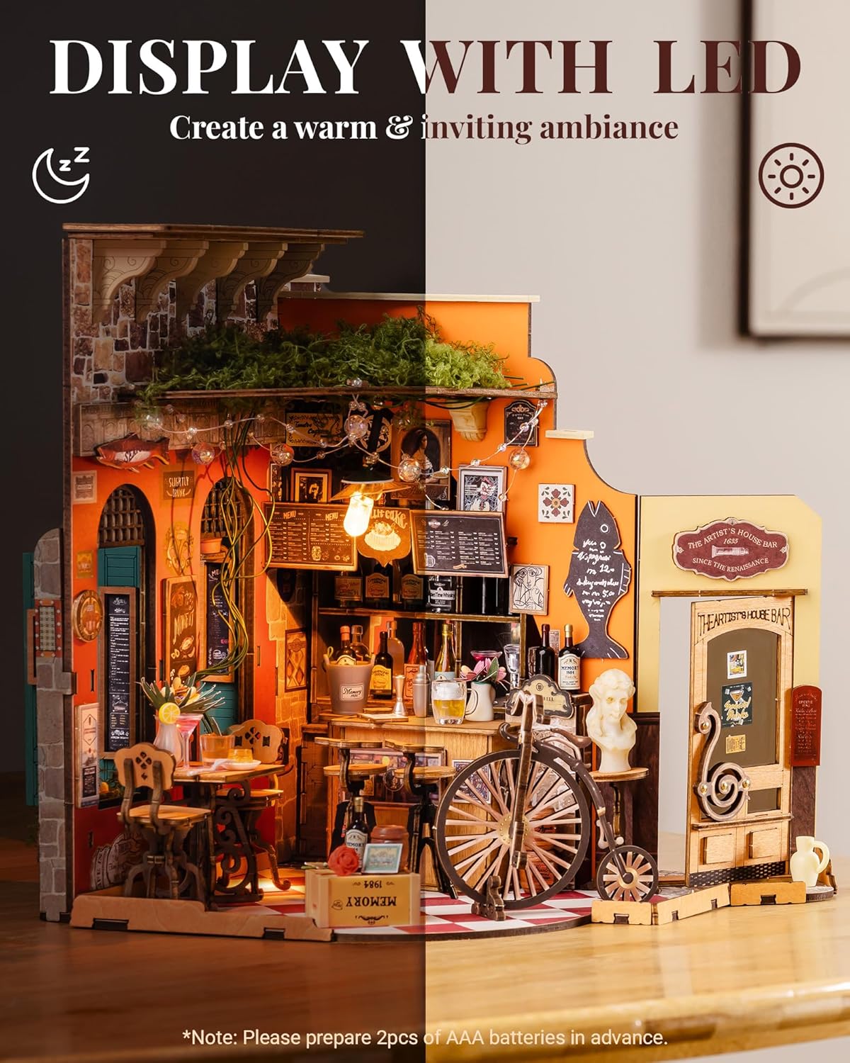 Rolife DIY Miniature House Kit Cheers Bar Model Kits for Adults to Build Miniature Dollhouse Home Decoration Birthday Gift