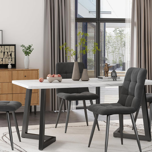 Ymkua Dining Table with 4 Chairs Set, 117 x 68 x 75 cm, Rectangular Dining Table, Dining Room Group, Modern Kitchen Dining Table Set, Dining Room Chair, Kitchen Chair Sets, Kitchen Table Set for