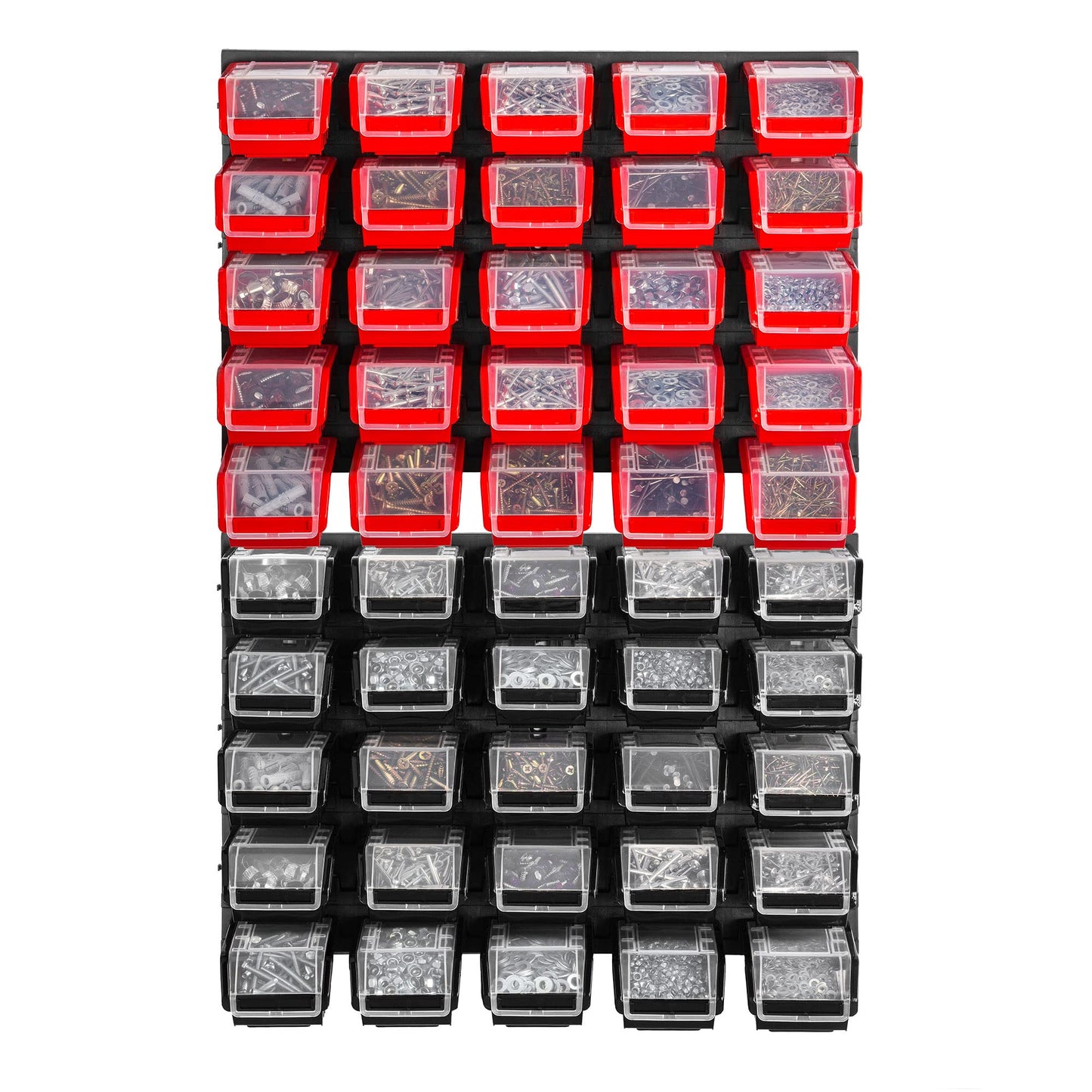 KADAX Workshop Wall Shelf, 58 x 78 cm Storage System Made of Robust Plastic, UV-Resistant Workshop Shelf, Expandable Wall Plates, Shed Rack for Garage (Black, 50 Pieces v2)