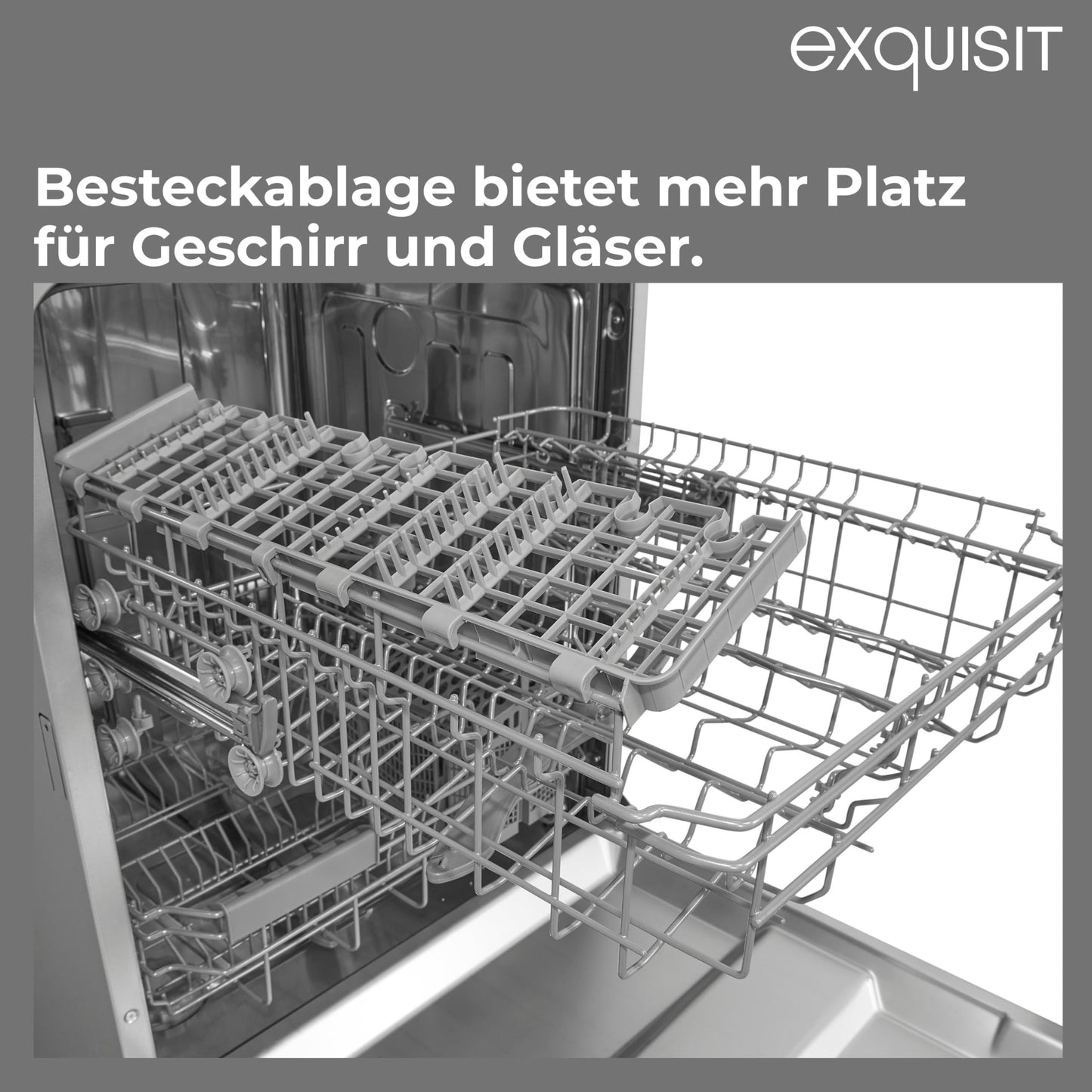 Exquisit PLUS EGSP2113-EB-030E Built-in Dishwasher, Partially Integrated, 60 cm, 13 Place Settings, Start Time Delay, LED Display, inox