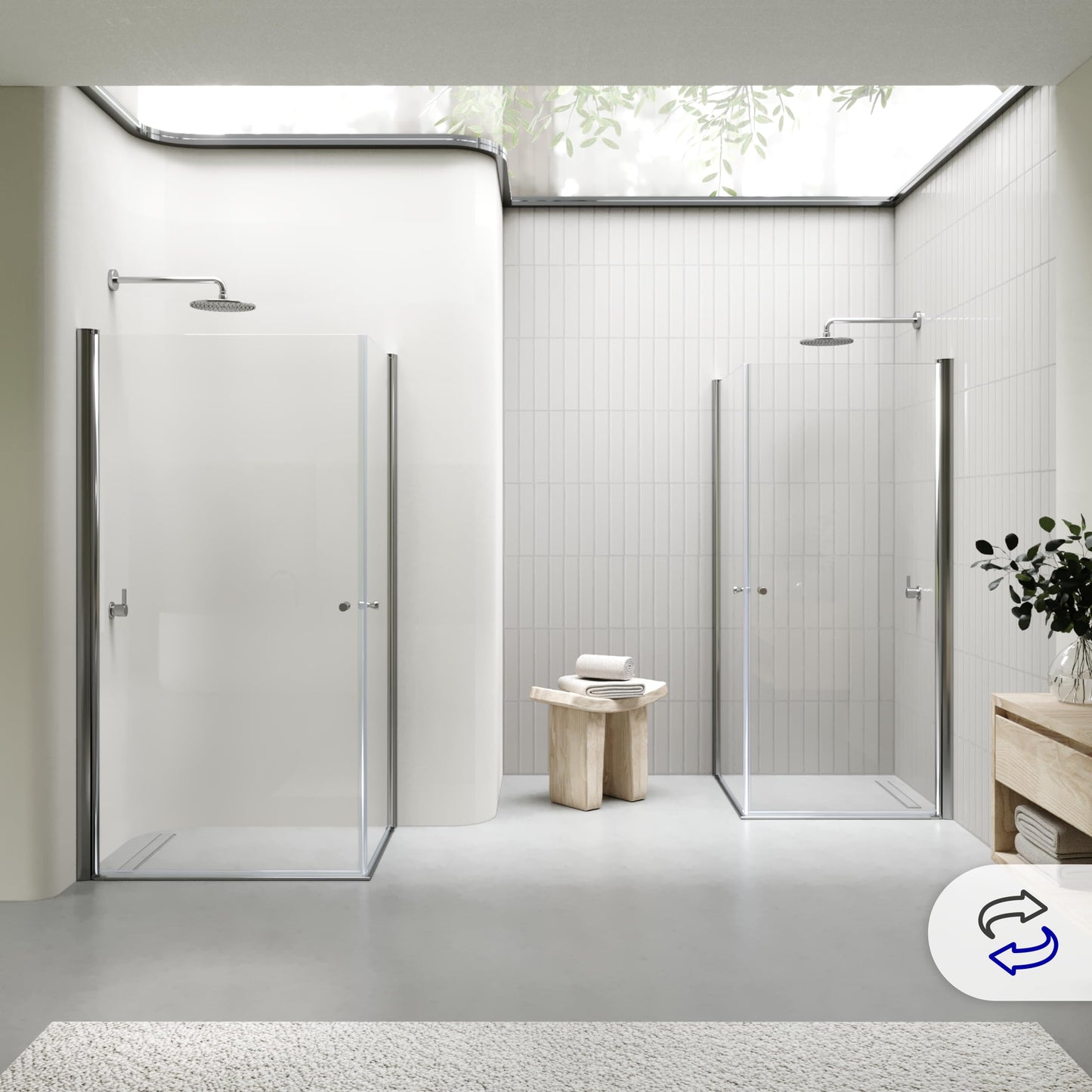 Gaia DK861 Shower Cubicle with Swing Doors, 80 x 80 cm, Height: 180 cm, Corner Shower Cubicle with Lift-Lowering Mechanism Made of 6 mm Nano ESG Safety Glass