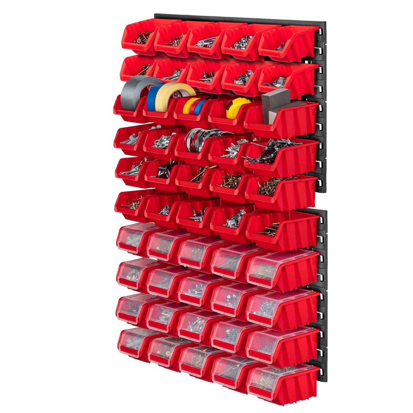 KADAX Workshop Wall Shelf, 58 x 78 cm Storage System Made of Robust Plastic, UV-Resistant Workshop Shelf, Expandable Wall Plates, Shed Rack for Garage (Black, 50 Pieces v2)