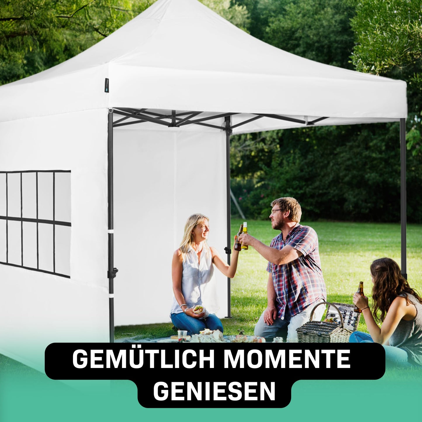 VONROC Gazebo 3 x 3 m Waterproof Stable – Party Tent EasyUp System [3Min Assembly] Pop-up Folding Gazebo Modular Expandable as Festival Tent, Garden Gazebo