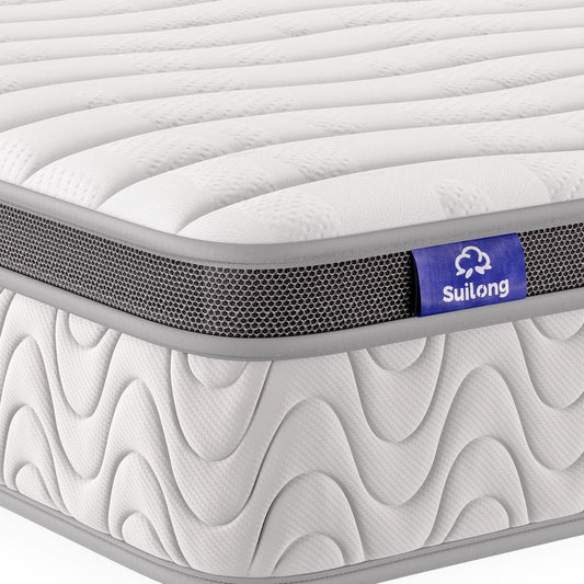 SuiLong Mattress 140 x 200 cm, Height 30 cm Pocket Spring Mattress 7-Zone Hardness H3 H4 with Memory Foam Comfort Spring Mattress, 100 Nights Trial Sleep