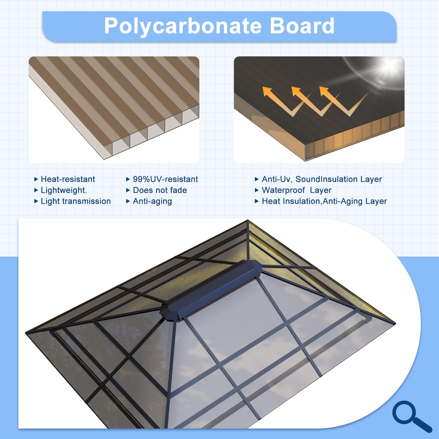 Gazebo 3 x 3 Waterproof Stable Winterproof Aluminium Garden Gazebo with Fixed Roof Protection UV Suitable for Outdoor Scenes Grey