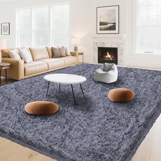 High Pile Living Room Rug, 140 x 200 cm, Cream Fuzzy Shaggy Fluffy Rug for Bedroom Rugs, Modern Plush Living Room Rug, Bed Rug, High-Pile Carpet, Non-Slip for Children's Room