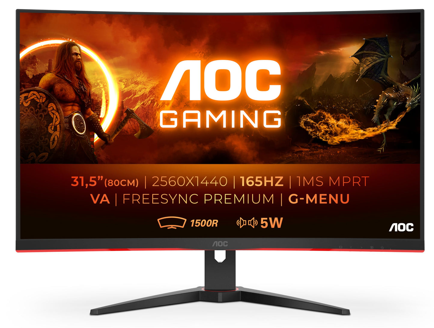 AOC Gaming CU34G2XPD – 34-Zoll-WQHD-Curved-Monitor, 180 Hz, schnelle VA, 1 ms GTG, FreeSync Premium, HDR400, höhenverstellbarer Standfuß (3440 x 1440, HDMI, DisplayPort, USB-Hub)