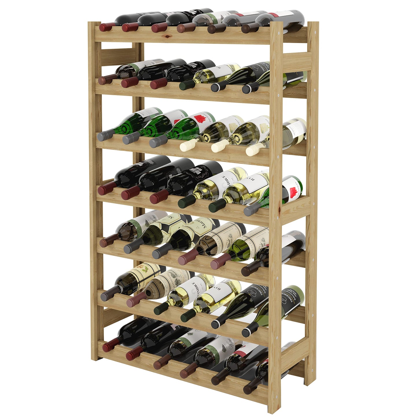 Lenmar, Wooden Wine Rack for Bottles, Natural, RW-1, Wine, Bottle Rack, Cellar Rack, Shelves, Bottle Holder (Natural, RW-1-42, 102 x 63 x 25, Brown, Holds 42 Bottles)
