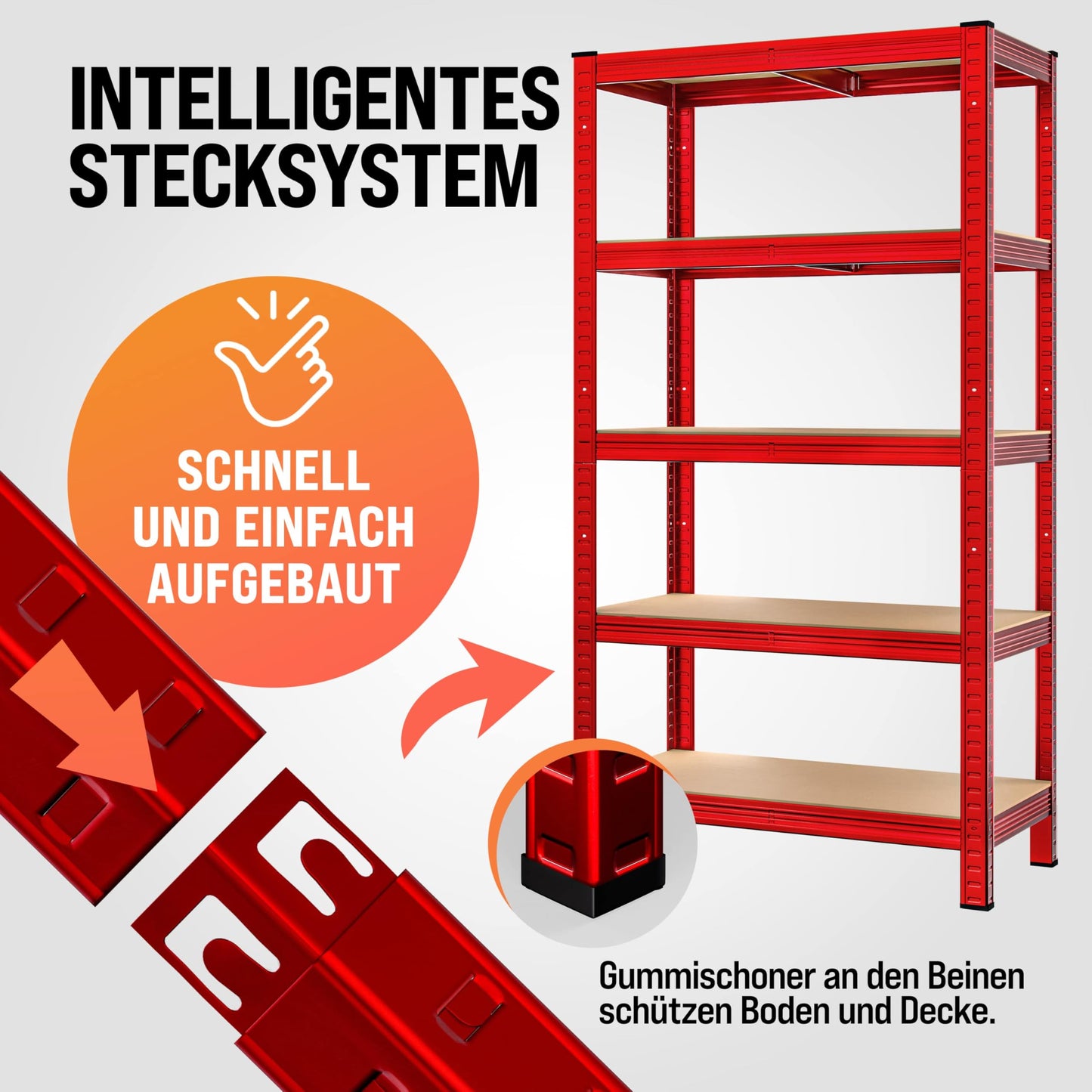 Monzana® 2 x Heavy Duty Shelving Unit 180 x 90 x 40 cm Red 1750 kg 10 MDF Panels Mounting Material Cellar Shelving Storage Shelving Metal Shelf Workshop Shelf