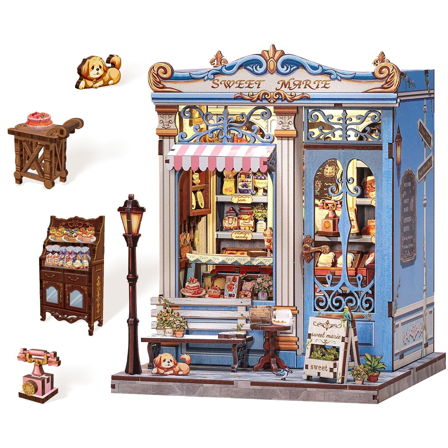 Endless Limit DIY Miniatur Haus Bausatz für Erwachsene,Puppenhaus Gewächshaus mit LED Licht,3D Puzzle Buchstütze aus Holz Modellbausatz Bastelset Bücherregal Deko Geschenken (Rose Garden Tea House)