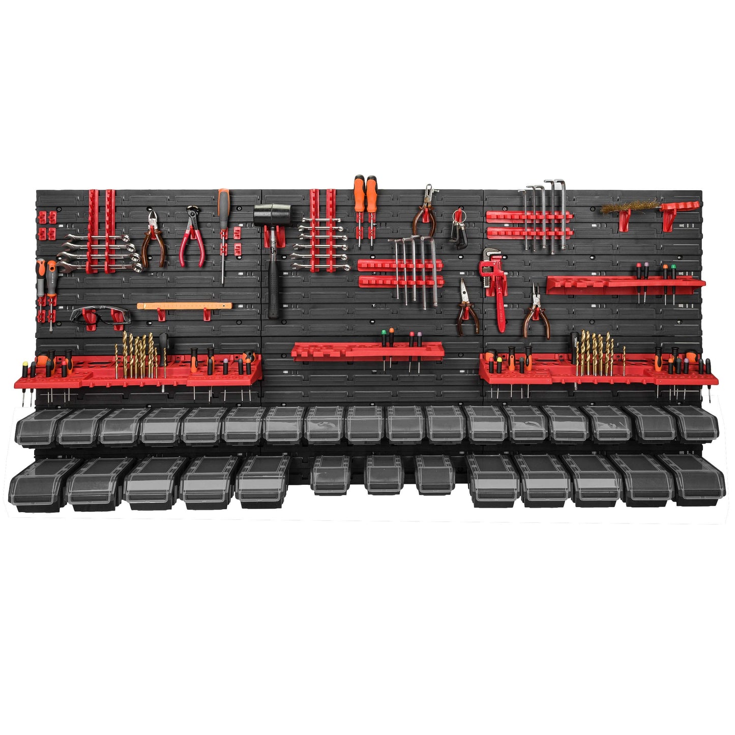 botle 178 x 78 cm Wall Shelf 30 Storage Boxes Lid Tool Holder Stacking Boxes Workbench