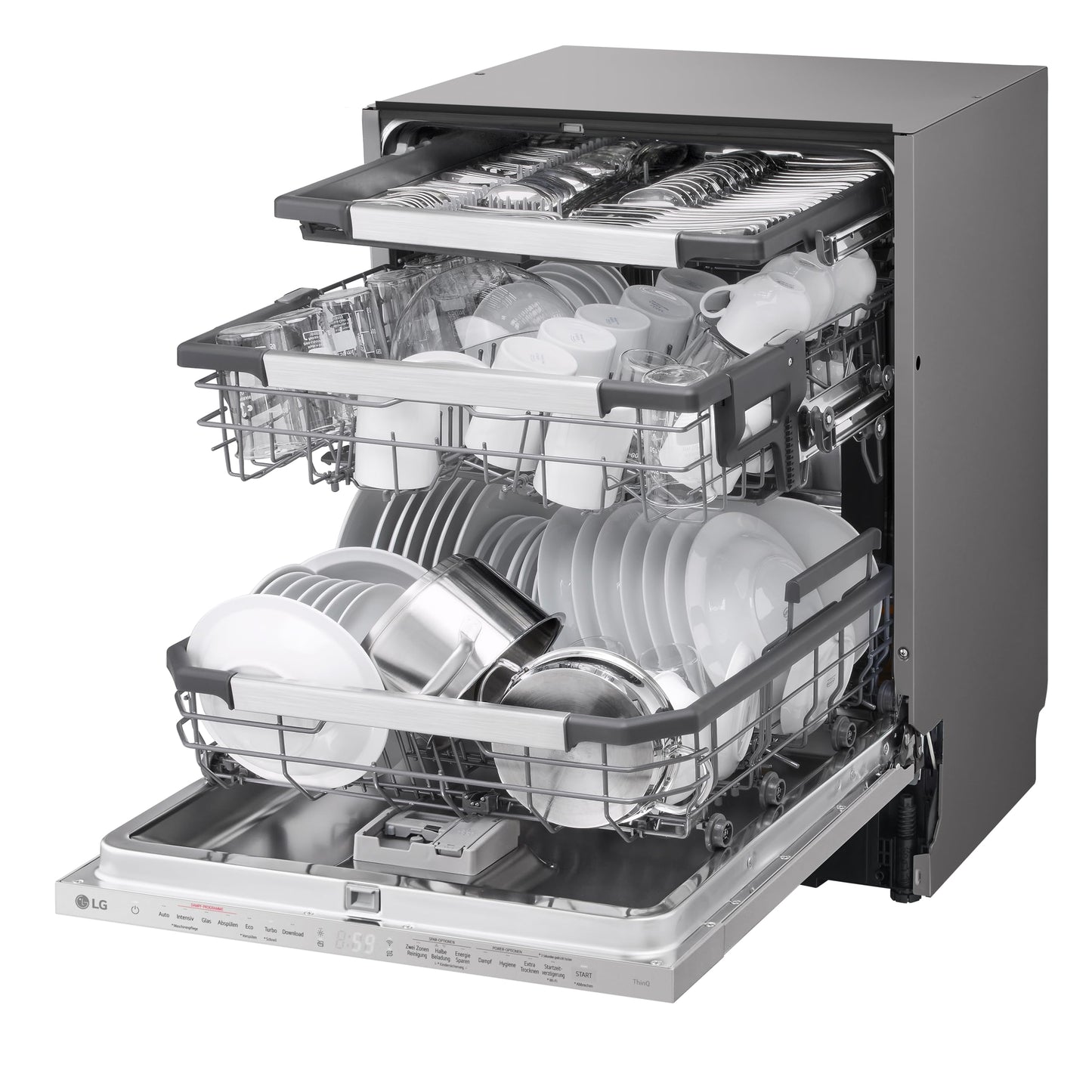 LG DB597TXS Energy Class A -20% Fully Integrated Dishwasher Dishwasher with Cutlery Drawer Automatic Drying Door Opening Steam Cleaning Ultra Quiet Silver