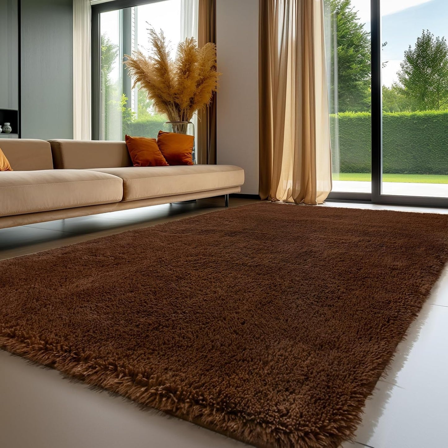 Sour Lemon Hochflor Teppich Grau Teppich Wohnzimmer 140x200 Waschbar Anti-Rutsch Extra Große Teppiche Schlafzimmer Flauschige Moderne Teppiche Matte Teppichen für Schlafzimmer Kinderzimmer