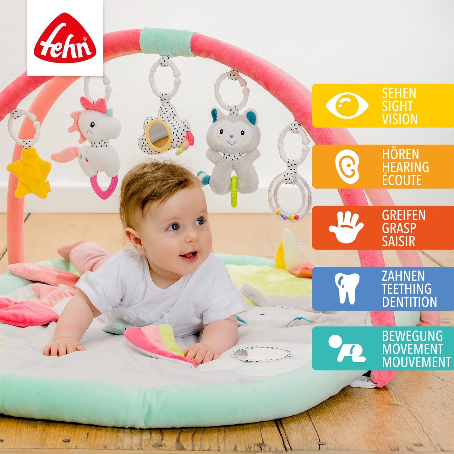 Fehn 3D Baby Play Gym with Beetle Motif Rainbow rainbow