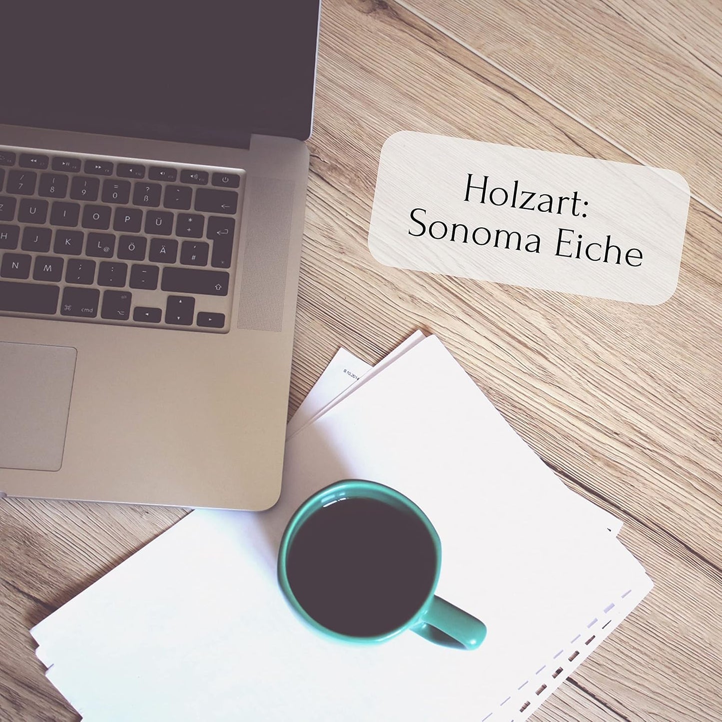 Tango Corner Desk with Keyboard Shelf and Wooden Decoration – Sonoma/White 135 x 94 x 95 cm