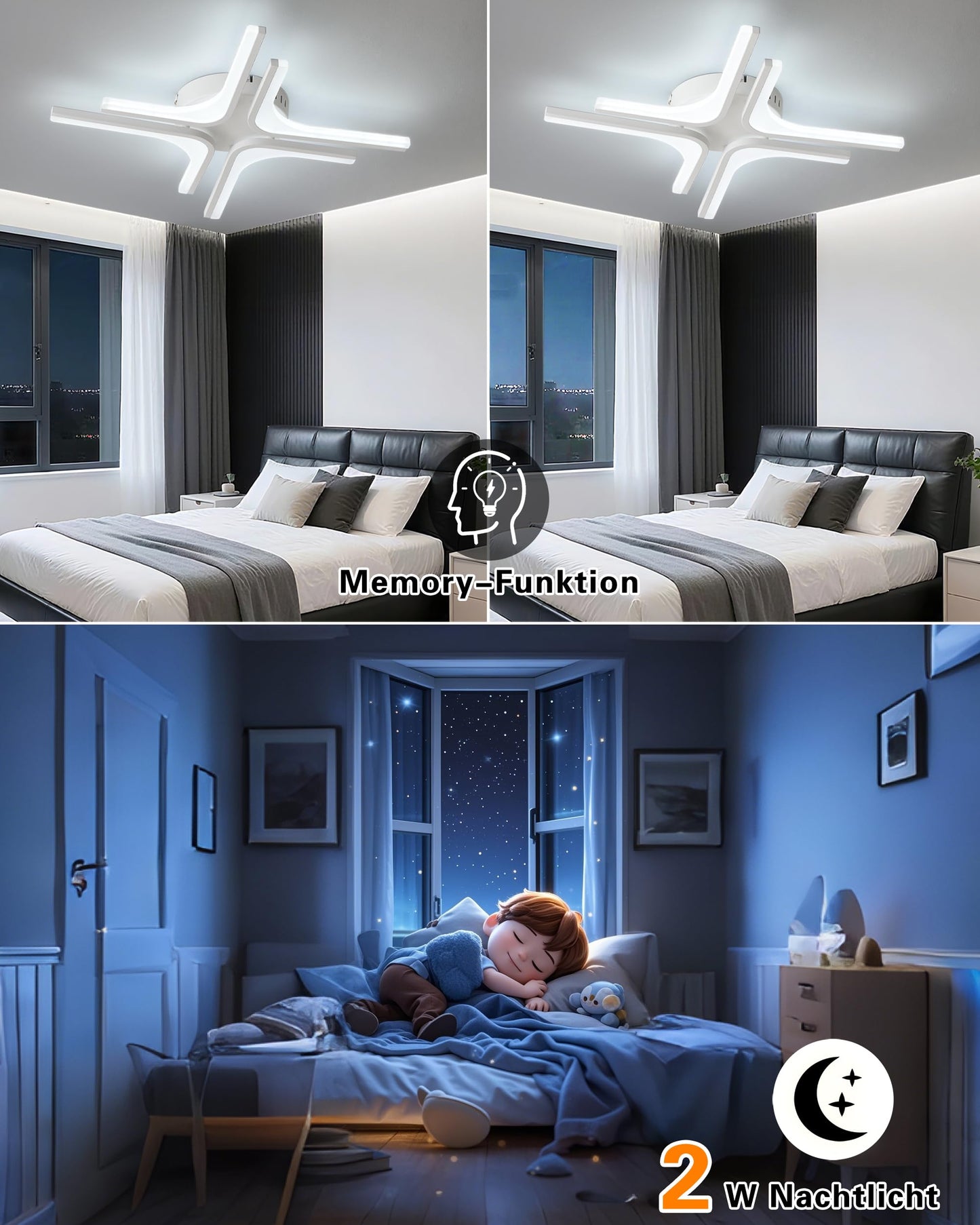 LED Ceiling Light Dimmable White Star 56 cm 26 W Colour Temperature 3000-6000 K Brightness 10-100% with Remote Control / Mobile App for Bedroom, Kitchen, Balcony, Hallway, with Memory Function, 2 W