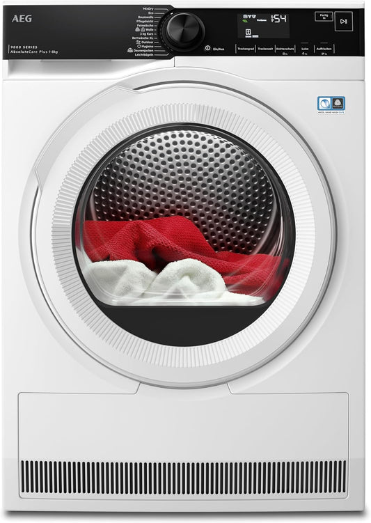 AEG Wärmepumpentrockner Serie 9000 mit AbsoluteCare Plus, Daunentrocknung – Punktgenaue Trockenergebnisse mit 3D-Scan, Testsieger der Stiftung Warentest, 8 kg, A+++, Schontrommel, TR9AMZ2024
