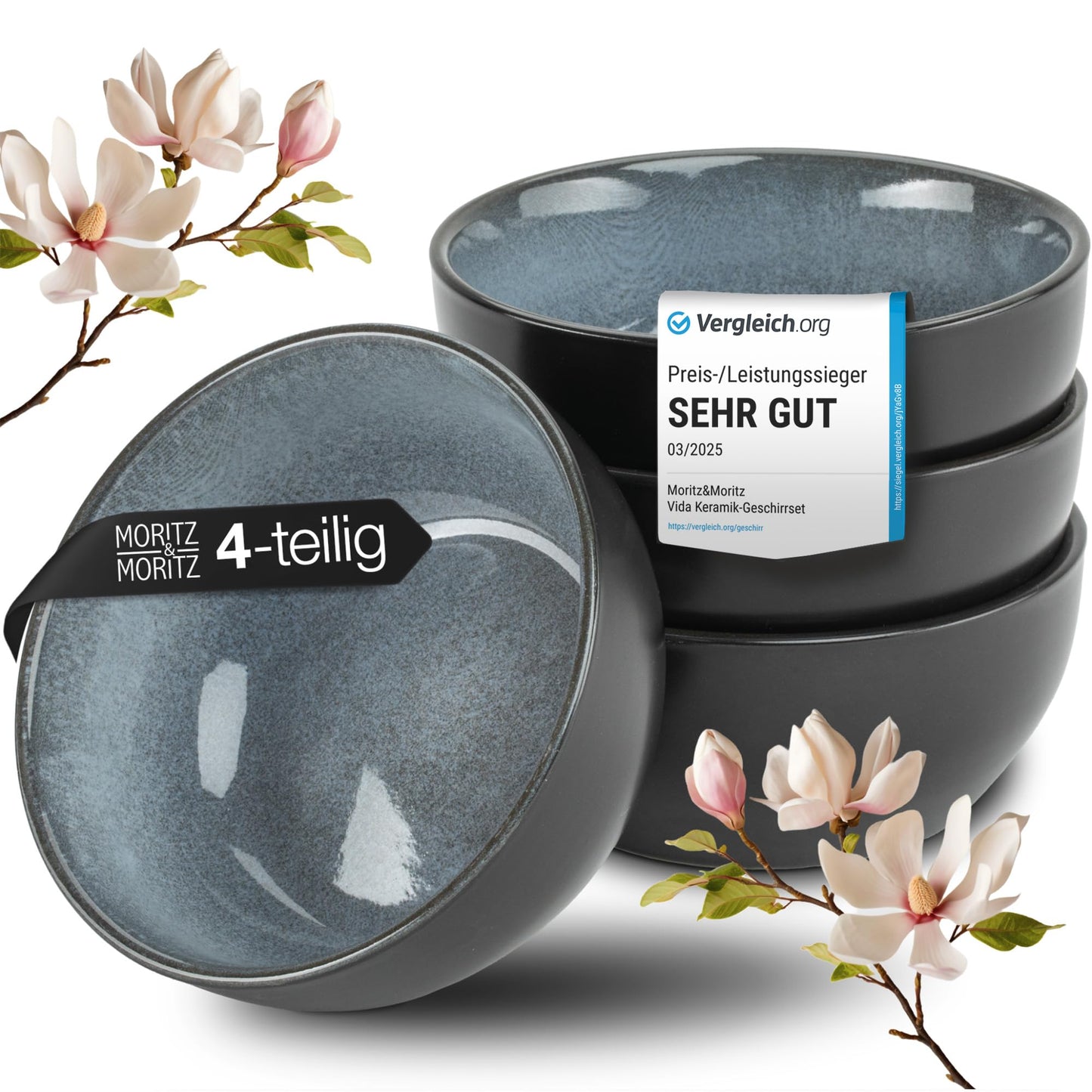 Moritz & Moritz Vida 18-Piece Crockery Set for 6 People, Elegant Plate Set Made of High-Quality Porcelain, Crockery Consisting of 6 x Dinner Plates, 6 x Dessert Plates, 6 x Soup Plates