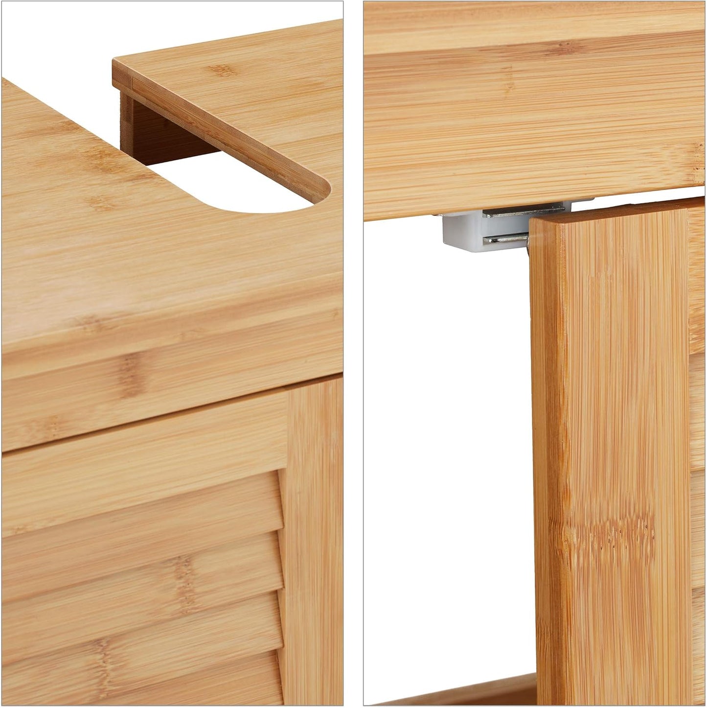 Relaxdays Bamboo Vanity Unit H x W x D: 60 x 67 x 30 cm, 1 Large Compartment, 2 Doors, Magnetic, Bathroom Cabinet, Natural