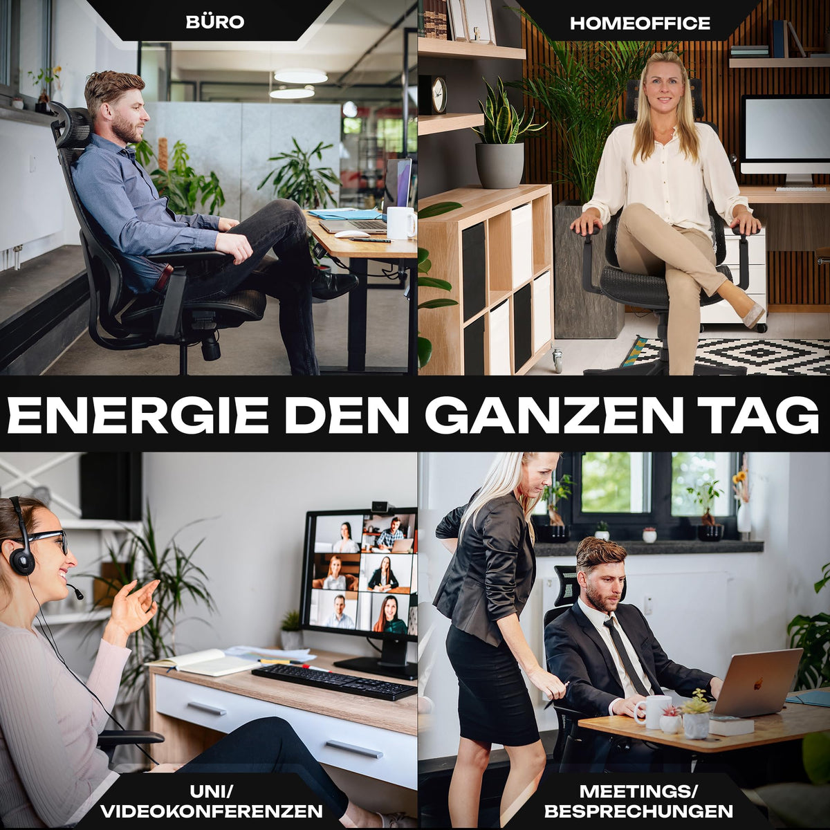 M2 Ergonomic Office Chair, Test Winner with Adjustable Armrest without Headrest for Maximum Freedom of Movement, Back-Friendly, Comfortable Desk Chair for Office and Home Office Chair