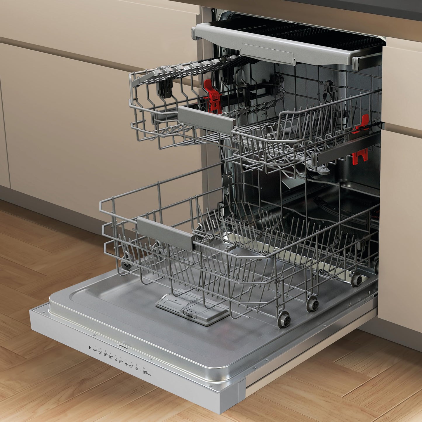 Bauknecht BK4UB14BN7A0X Undermount Dishwasher, 60 cm, ActiveDry Automatic Door Opening System, Delay Start, MultiZone, Separate Top or Bottom Basket Sink, Cutlery Drawer, Flexible Loading