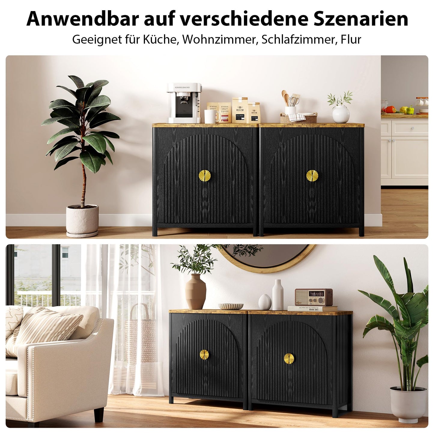 Lvifur Sideboard, Küchenschrank mit 2 Türen für Wohnzimmer, Küche, Esszimmer,80cm Breit Küchenbuffet aus Holz mit Arbeitsplatte & Ausreichend Stauraum für Flur