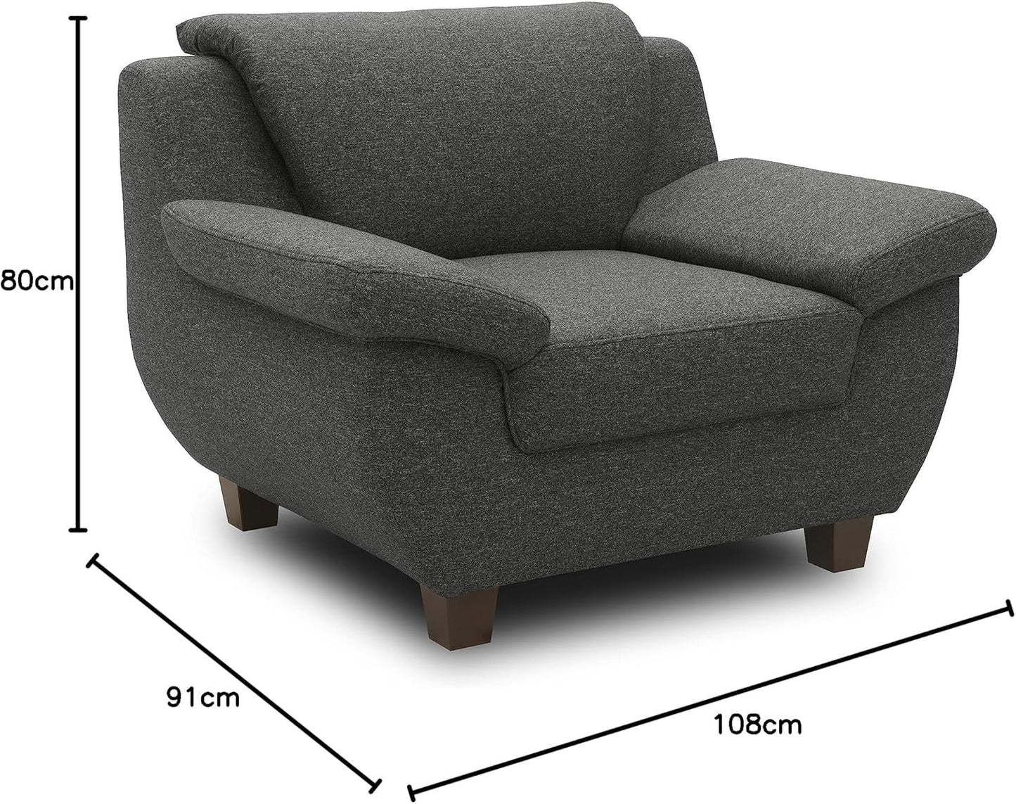 DOMO. collection Panama 3-Seater Sofa 3-Seater Couch Set 3-2-1 Anthracite 207 cm