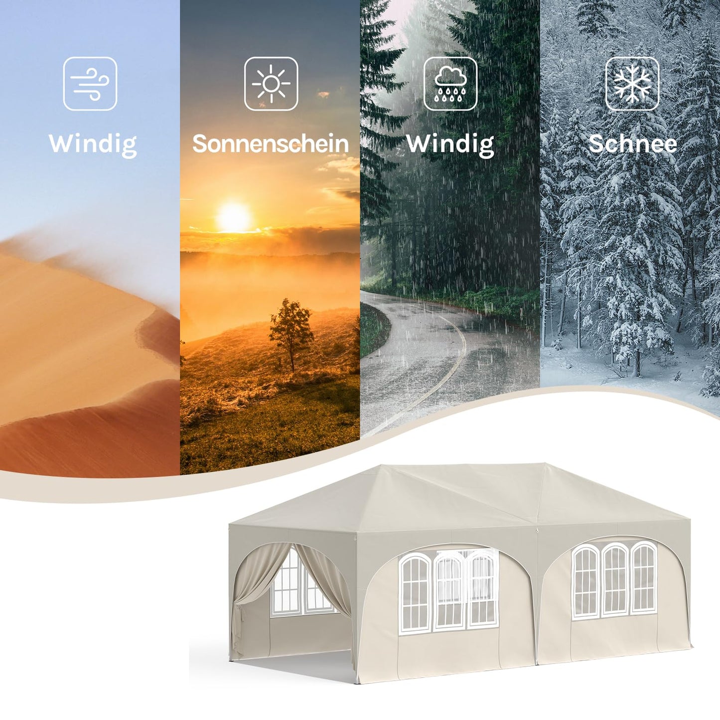 WOLTU Gazebo, Folding Gazebo, 3 x 6 m, with 6 Side Walls, Party Tent, Water-Repellent, UV Protection 50+, Height-Adjustable Garden Gazebo, with Carry Bag, for Outdoor Garden, Camping, Grey