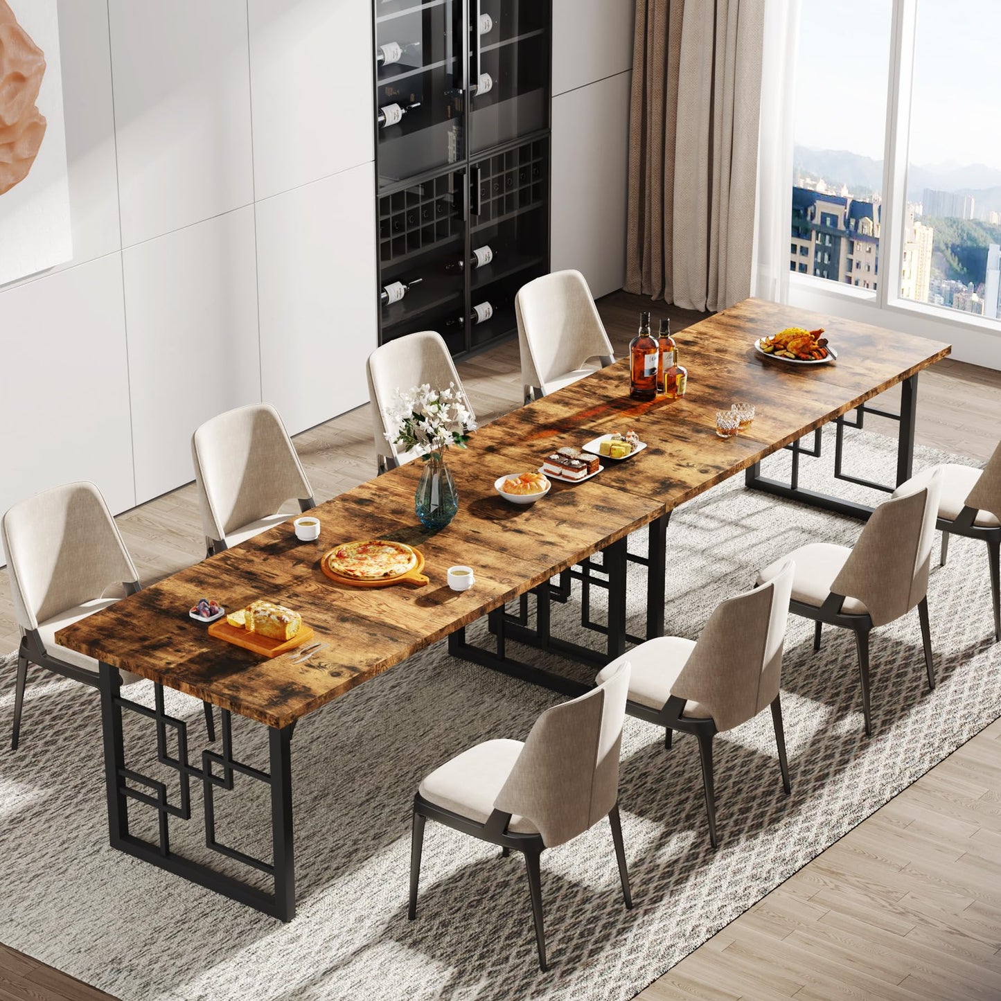 Tribesigns Dining Table for 6 People, Living Room Table, 160 x 80 x 75 cm, Rectangular Kitchen Table, Dining Table for Dining Room and Kitchen, Living Room, Industrial Design, Rustic Brown