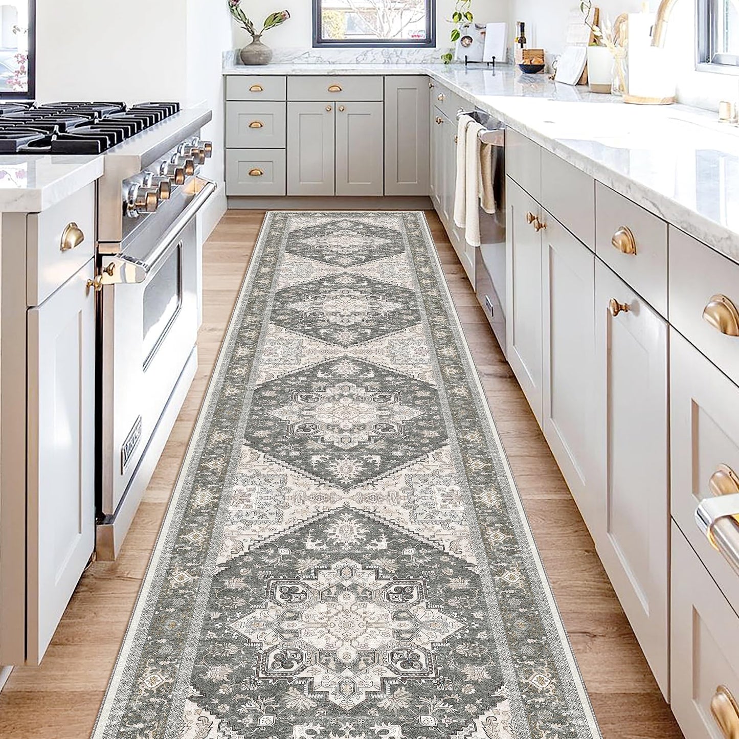 OPPODREAM Soft Area Rugs 4x6, Low-Pile Washable Rugs 4x6 with Non Slip Backing, Faux Cashmere 4 x 6 Throw Carpet, Purple