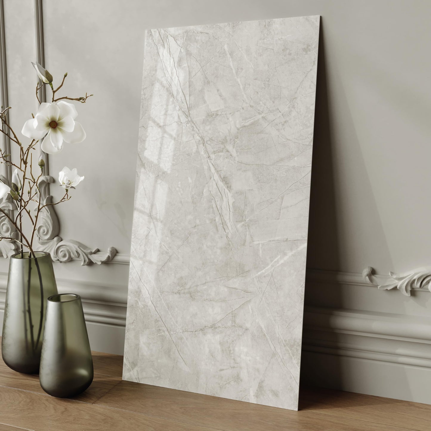 Hode Pack of 10 Adhesive Tiles, Kitchen Marble, 60 x 30 cm, Self-Adhesive Tiles, White, Waterproof, Wall Panels, Self-Adhesive for Kitchen Splashback, Bathroom, Living Room, Wall Tiles