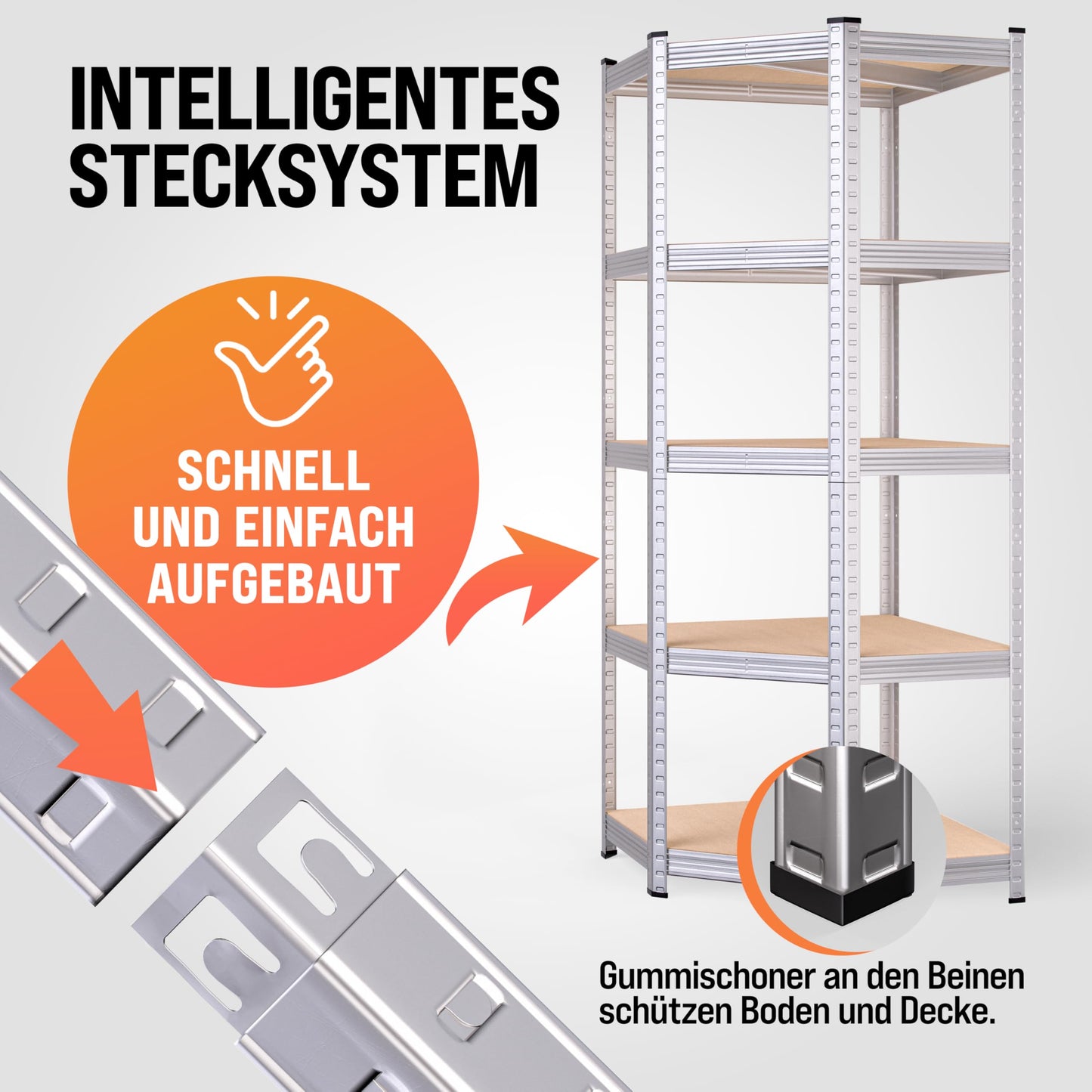 Monzana XL Heavy Duty Shelving 2625 kg, 15 MDF Panels, Storage Shelf / Basement Shelf / Workshop Shelving / Shelving Unit, Set of 3