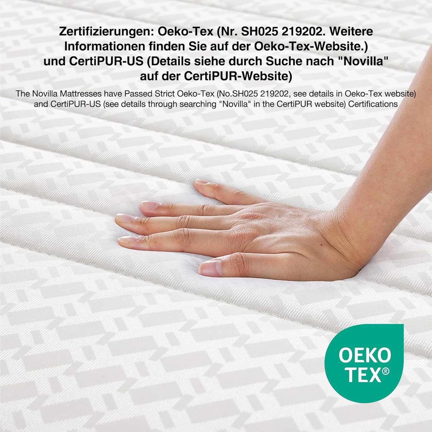 Novilla Mattress H3/H4 7-Zone Cold Foam Mattress, 140 x 200 cm, Various Sizes and Heights, Breathable Cover Washable at 60 °C, Oeko-Tex & CertiPUR-US Certified, Rolled Mattress, 18 cm