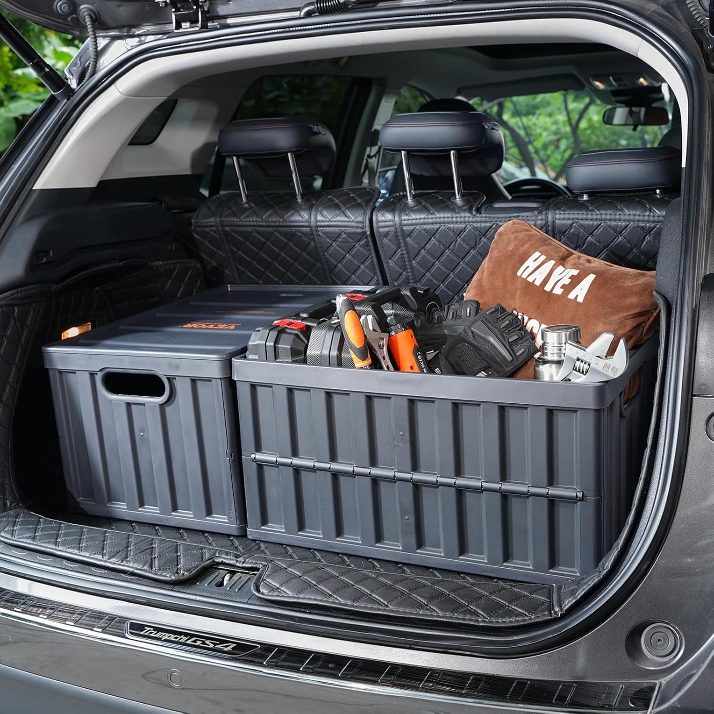 VEVOR Set of 3 65L Professional Folding Box Made of PP Transport Box with Lid Foldable Storage Box with Handle Stackable Boxes Storage Box Folding Boxes Stacking Boxes for Storage and Transport
