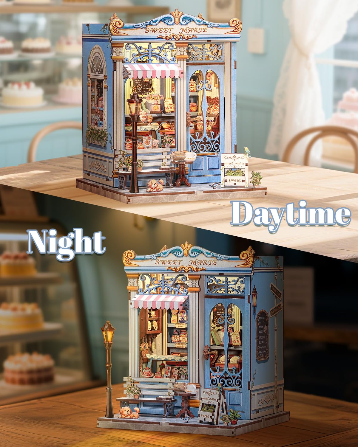 Endless Limit DIY Miniatur Haus Bausatz für Erwachsene,Puppenhaus Gewächshaus mit LED Licht,3D Puzzle Buchstütze aus Holz Modellbausatz Bastelset Bücherregal Deko Geschenken (Rose Garden Tea House)