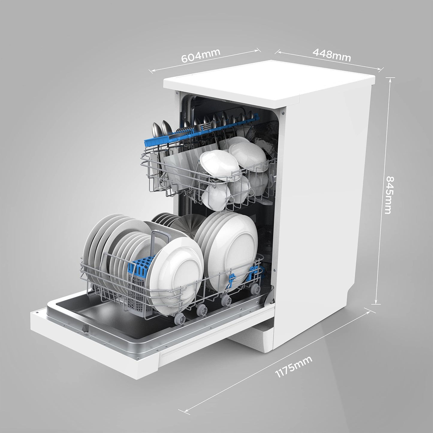 Midea SU 5.35X14CS Dishwasher Base, 14 MGD, Dishwasher 60 cm, Home Connect, Hygiene Care+, Machine Care +, Extra Drying, Half Load, 44 db, Start Delay, Stainless Steel