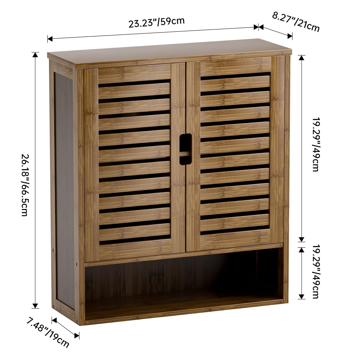 SMIBUY Bathroom Cabinet, Wall Mounted, Bamboo Over the Toilet Storage Organiser, Space Saving Medicine Cabinet with 2 Doors and Adjustable Shelves (Black)