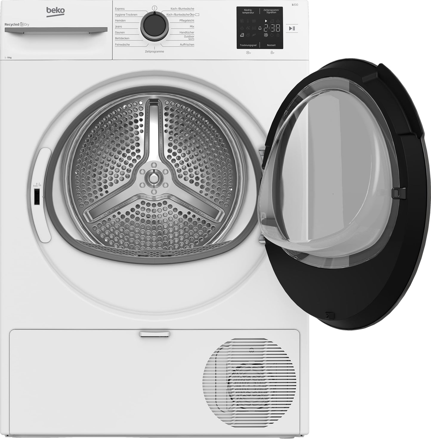 Beko BM3T37210W1 Tumble Dryer, 7 kg, Front-Loading Heat Pump Dryer, 15 Programmes, Sensor Drying, Column-Capable, Aquawave Gentle Drum, White