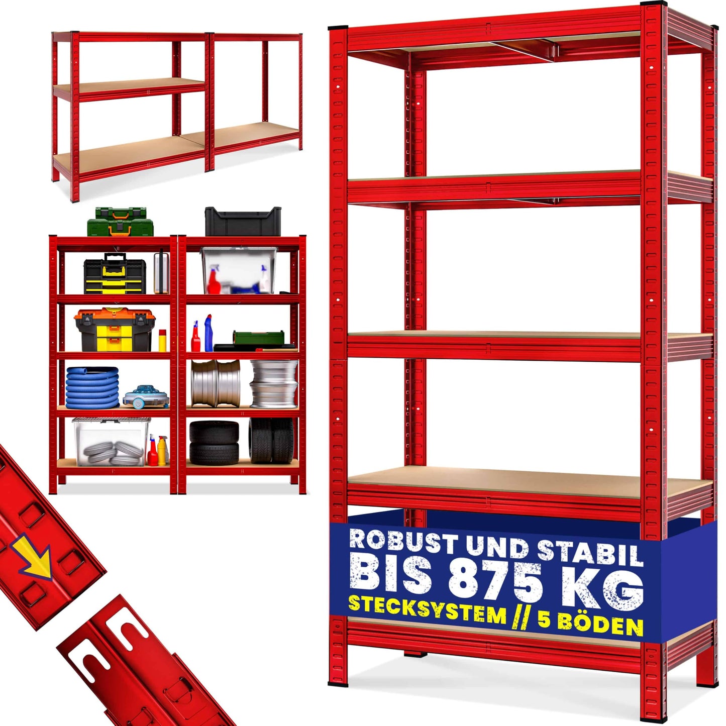 Monzana® Heavy Duty Shelving Unit 160 x 90 x 40 cm 700 kg 4 MDF Shelving Unit Storage Shelving Basement Shelving Workshop Shelving Unit