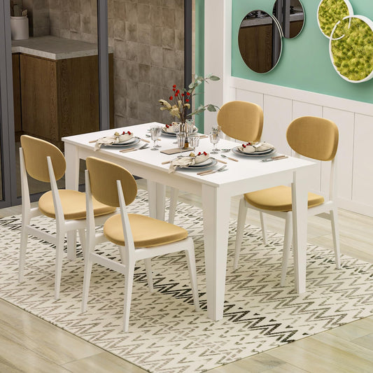 Homidea SHIMAL Dining Table for 4 People - Modern Kitchen Table with Sturdy Table Top - 120 x 72 x 73.8 cm - Dining Room Table for Kitchen & Living Room (White)